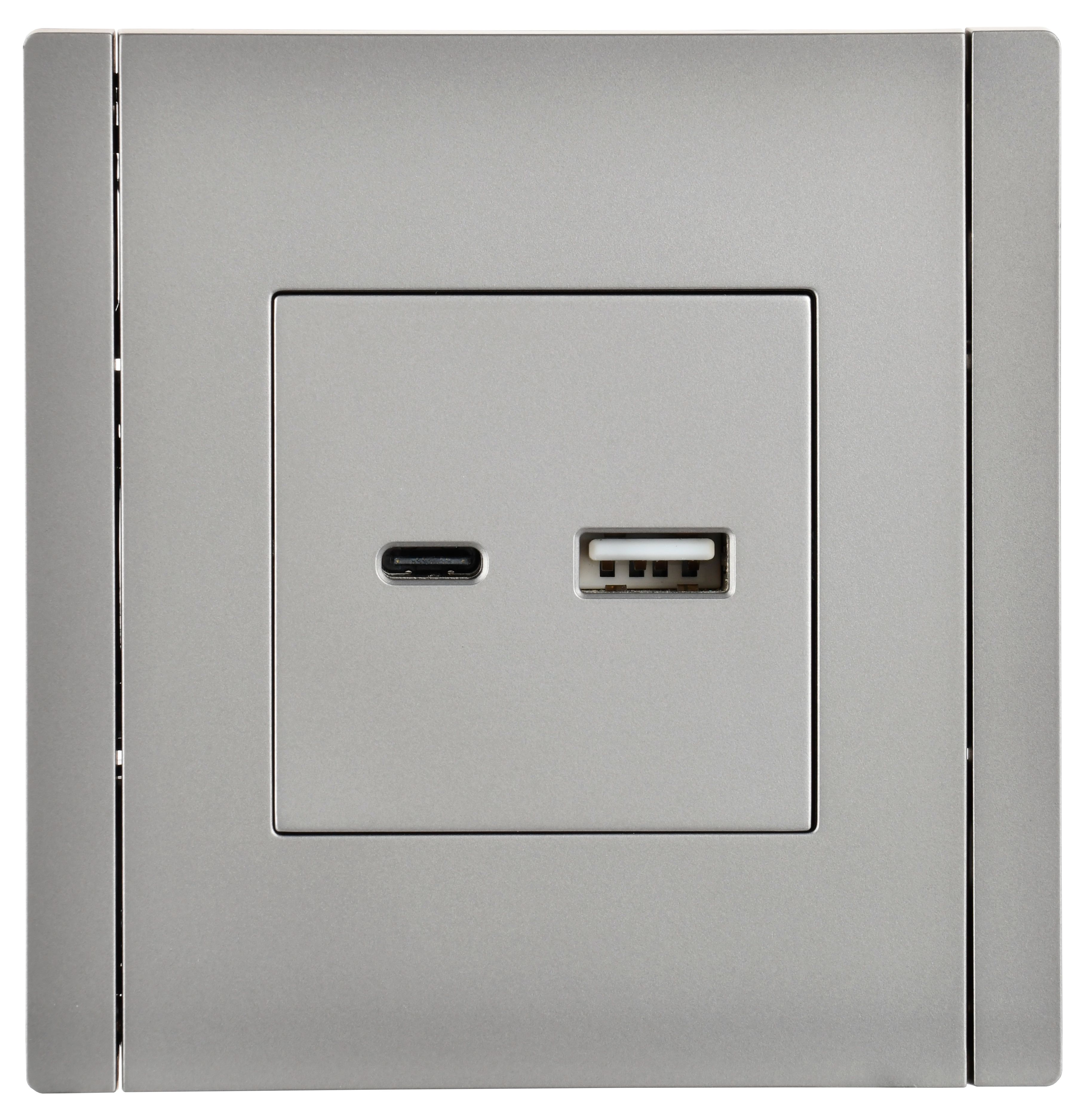             FORTE&PIANO Розетка USB A+C 18Вт FP551 тот баспайтын болат ИЭК    