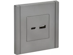 FORTE&PIANO Розетка USB A+C 18Вт FP551 сталь ИЭК