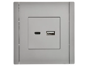 FORTE&PIANO Розетка USB A+C 18Вт FP551 сталь ИЭК