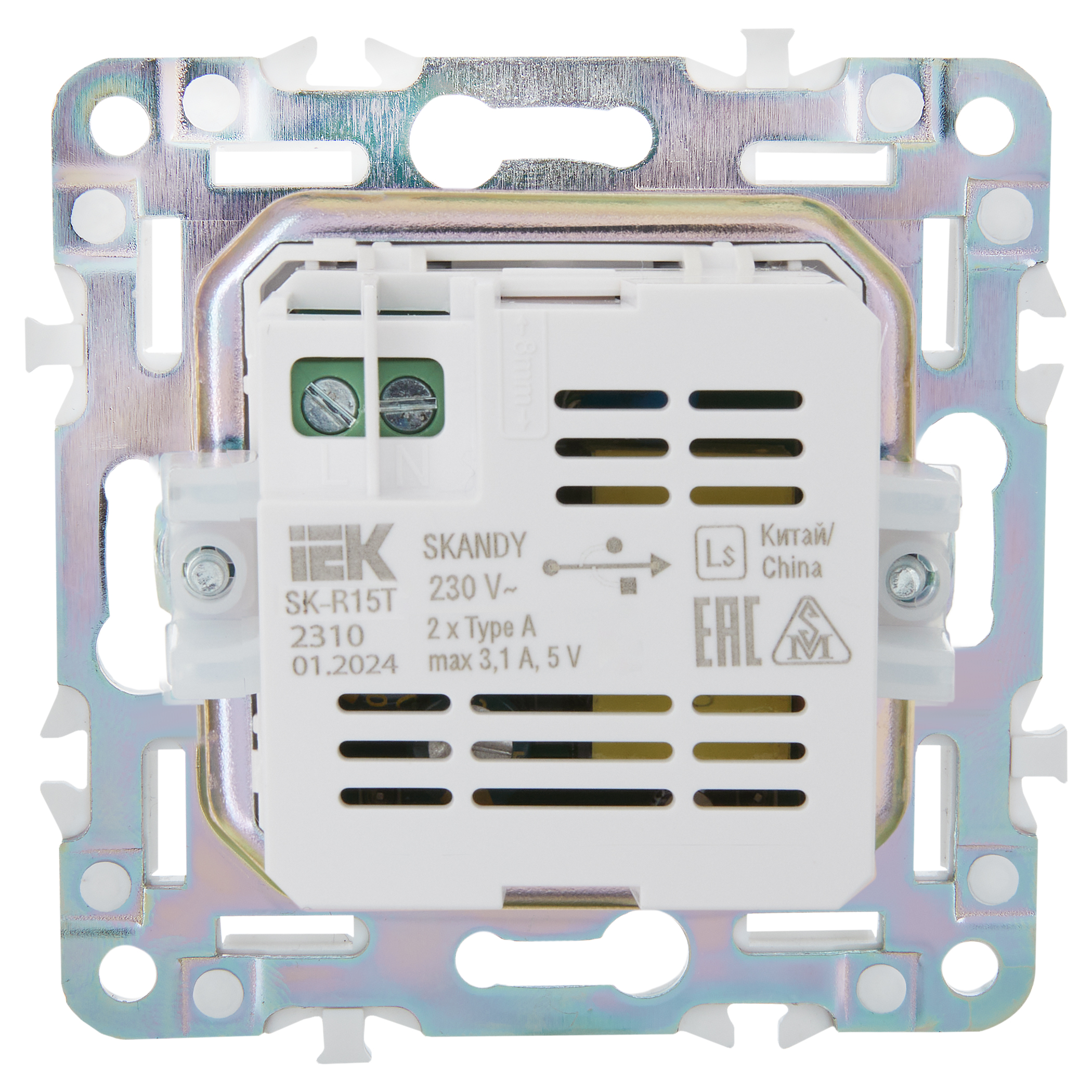             SKANDY Розетка USB A+A 3,1А SK-R15T титан IEK    