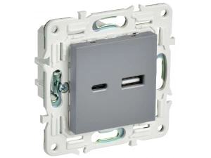 SKANDY Розетка USB A+C 3,1А SK-R14Gr серый IEK