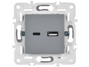 SKANDY Розетка USB A+C 3,1А SK-R14Gr серый IEK
