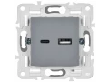            SKANDY Розетка USB A+C 3,1А SK-R14Gr сұр IEK    