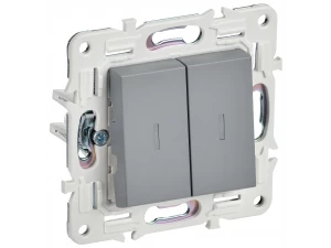 SKANDY Выключатель 2-клавишный с индикацией 10А SK-V09Gr серый IEK