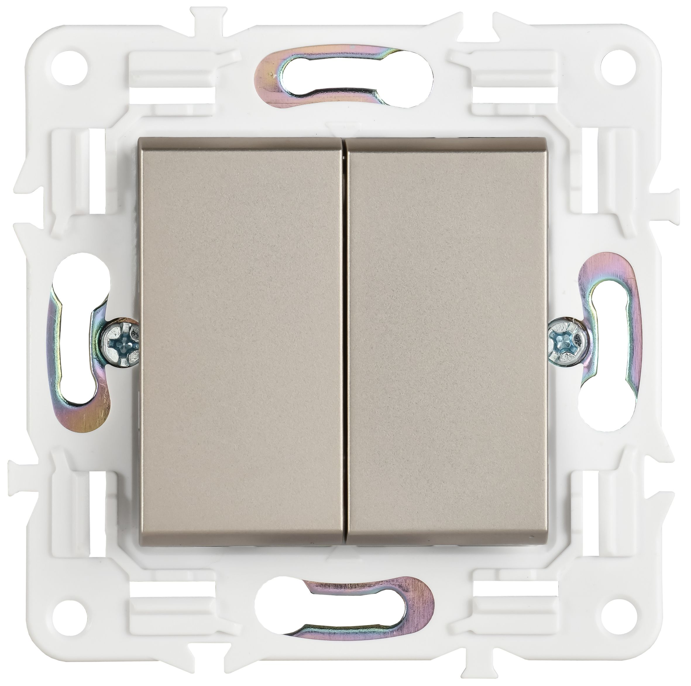             SKANDY Ажыратқыш 2 пернелі, өтпелі 10А SK-V05Sh шампан IEK    