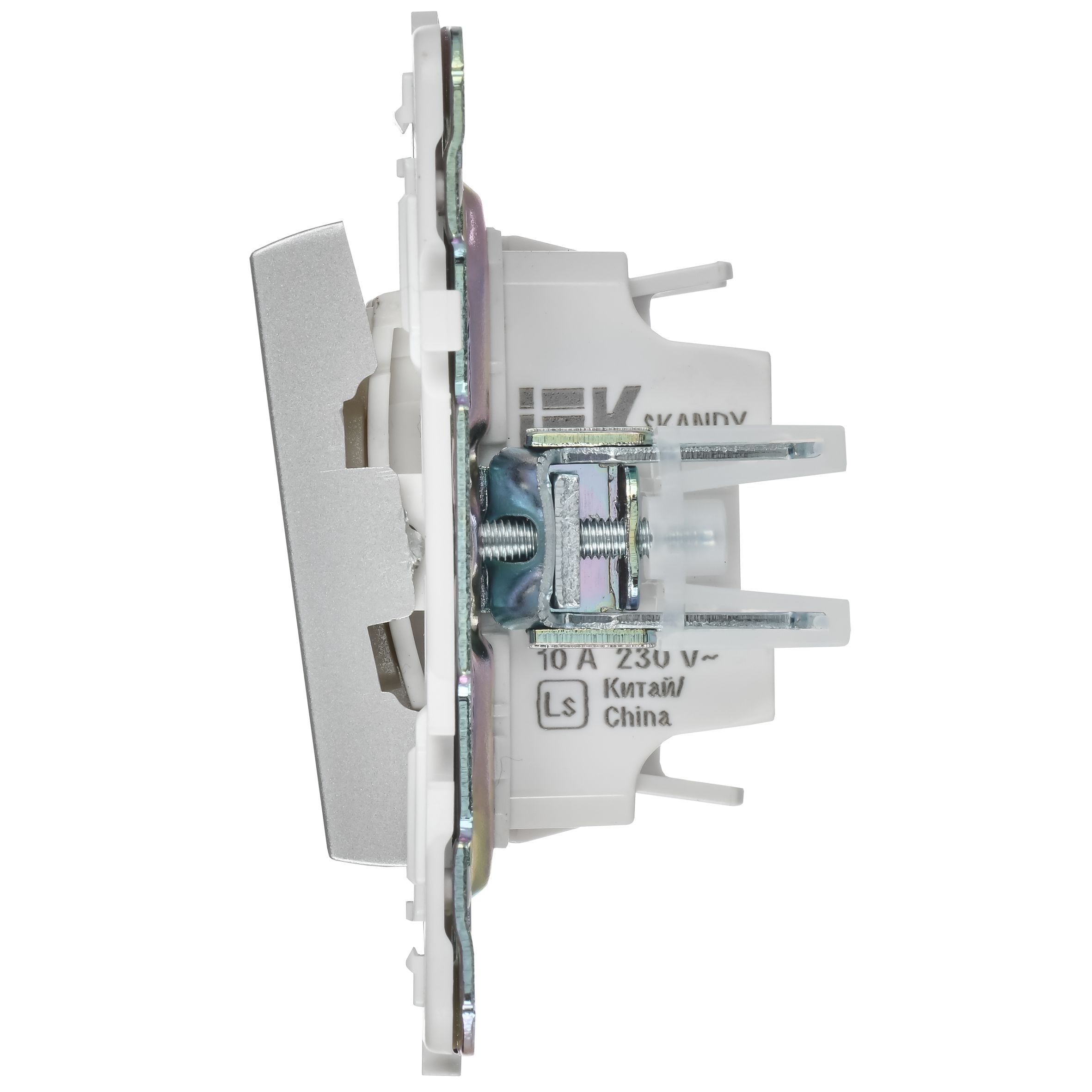             SKANDY Ажыратқыш 2 пернелі, өтпелі 10А SK-V05S күміс IEK    