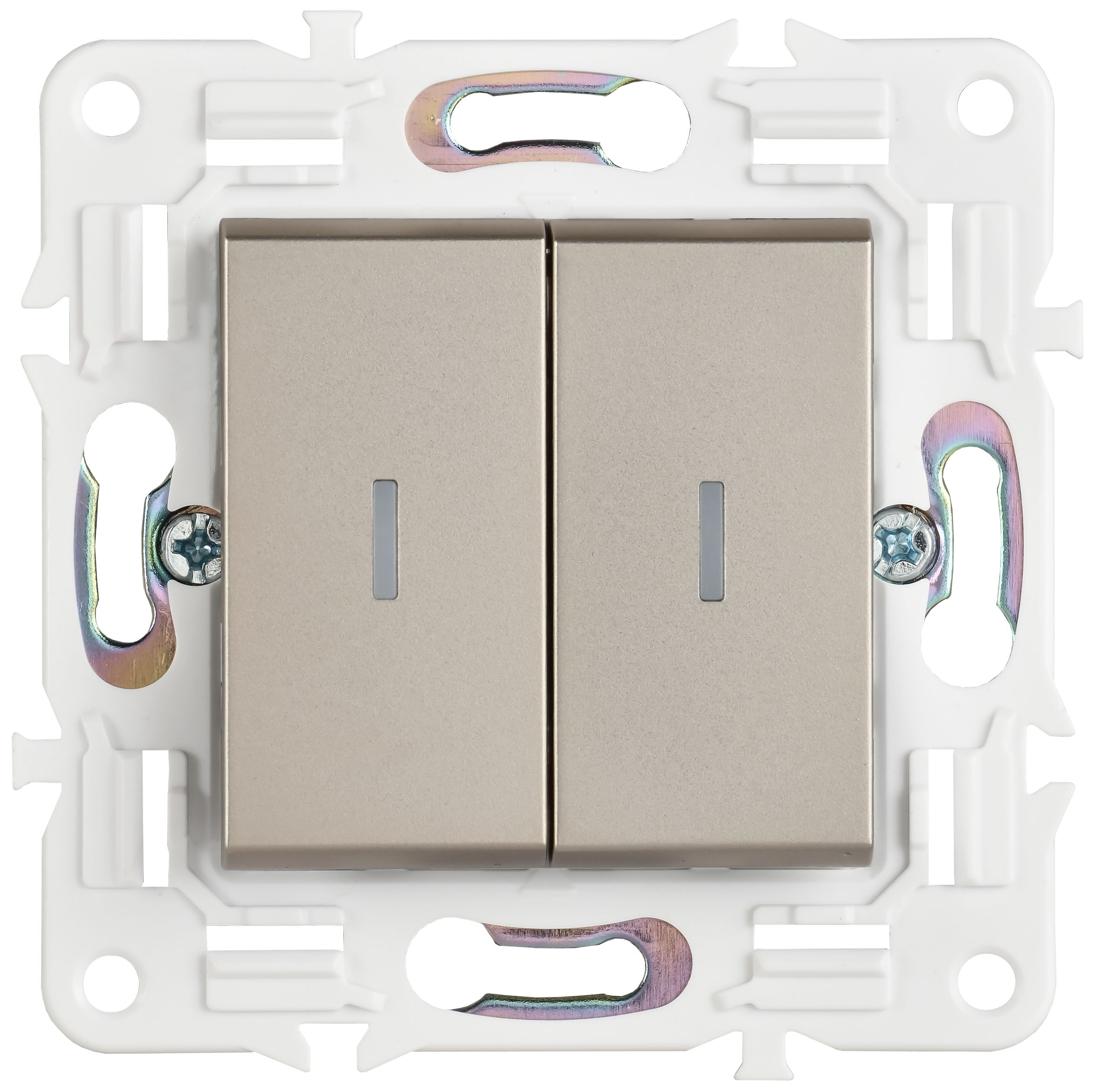             SKANDY Ажыратқыш 2 пернелі, индикациямен 10А SK-V09Sh шампан IEK    