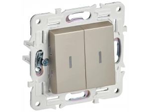 SKANDY Выключатель 2-клавишный с индикацией 10А SK-V09Sh шампань IEK