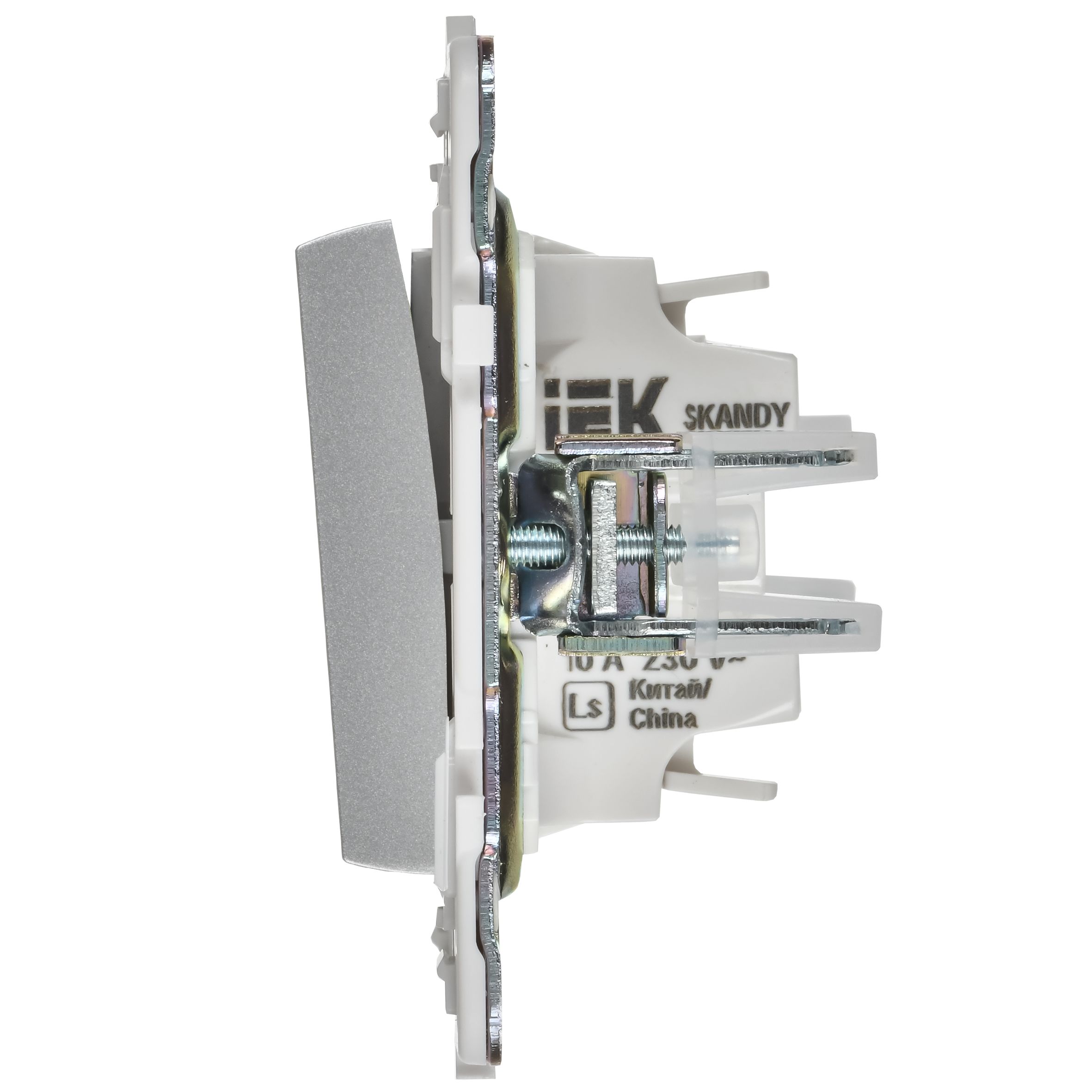             SKANDY Ажыратқыш 1 пернелі, индикациямен 10А SK-V07S күміс IEK    