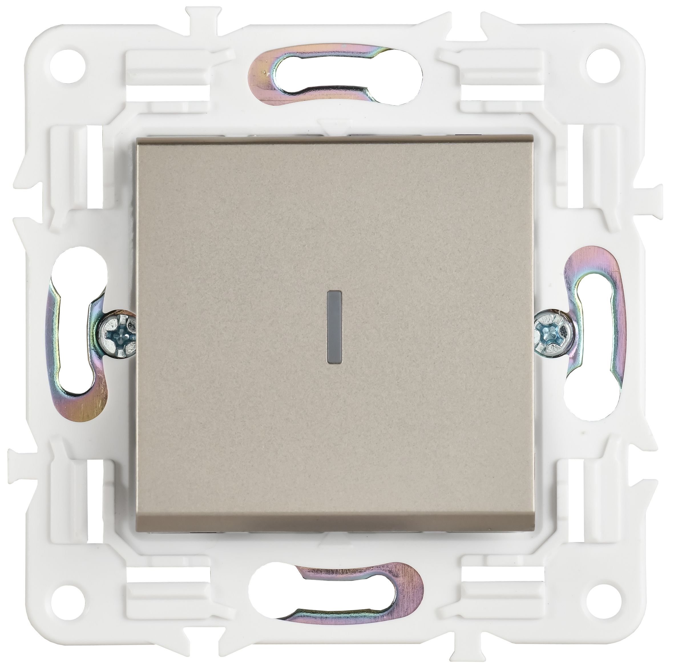             SKANDY Ажыратқыш, 1 пернелі, өтпелі, индикациямен, 10А SK-V08Sh шампан IEK    