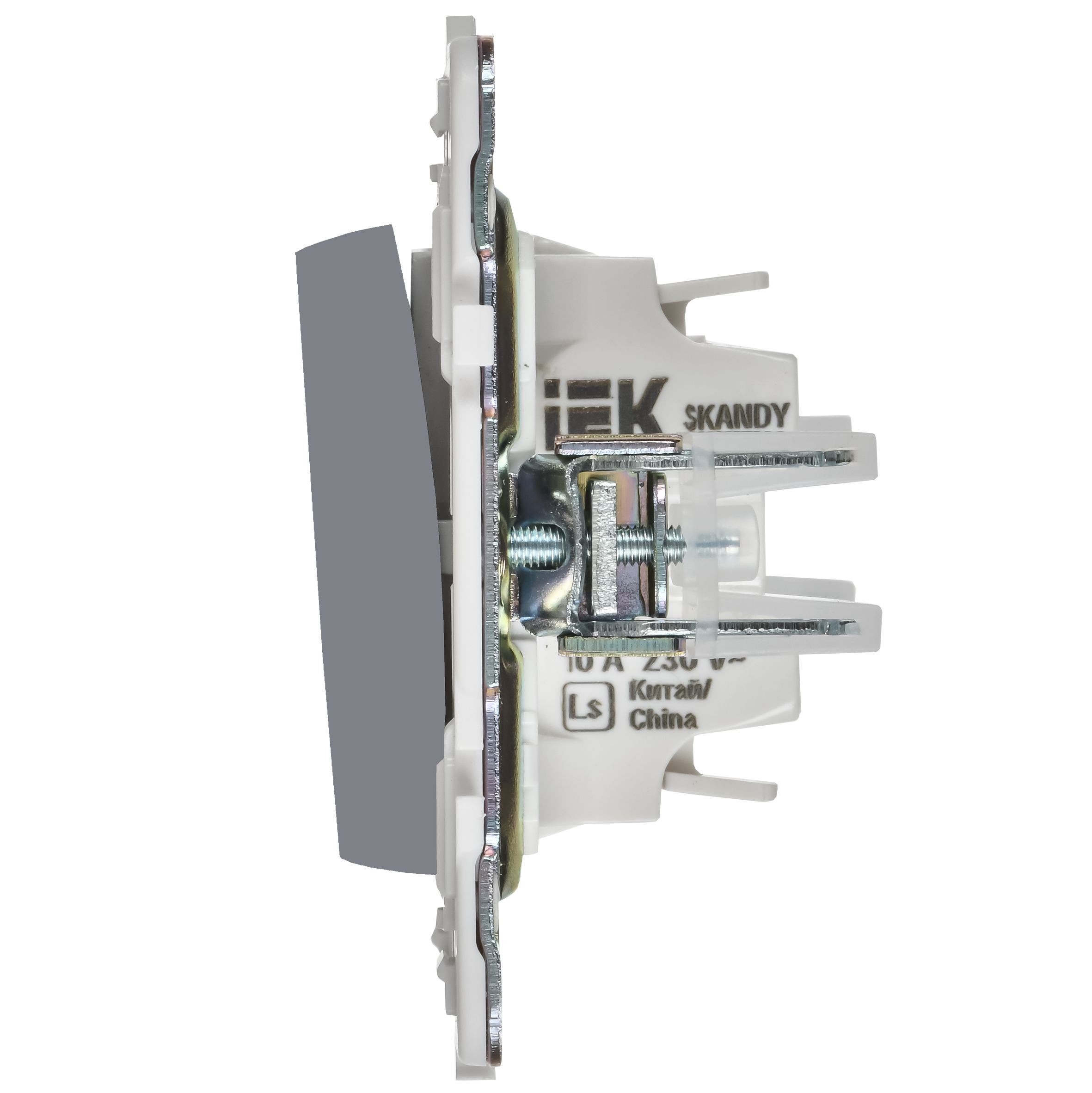             SKANDY Ажыратқыш 1 пернелі, индикациямен 10А SK-V07Gr сұр IEK    