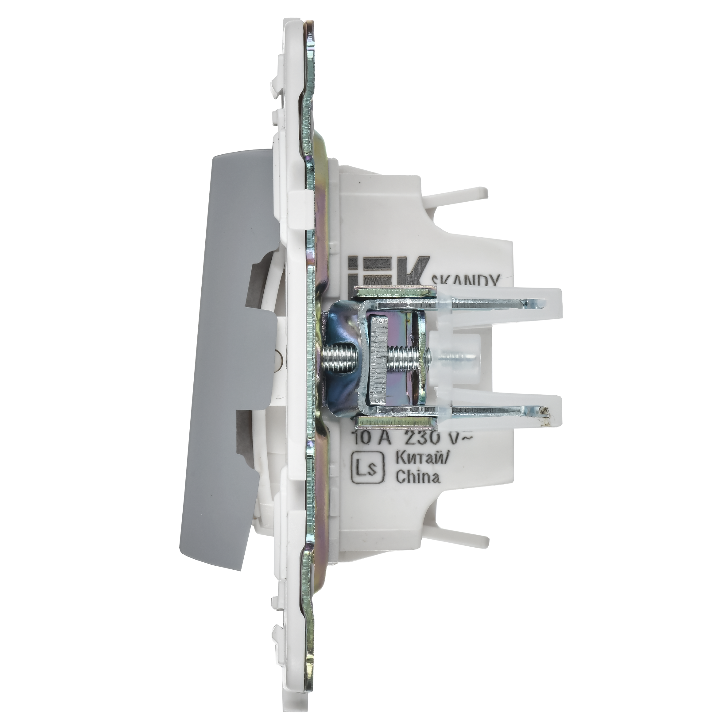             SKANDY Ажыратқыш, 2 пернелі, өтпелі, индикациямен, 10А SK-V10Gr сұр IEK    