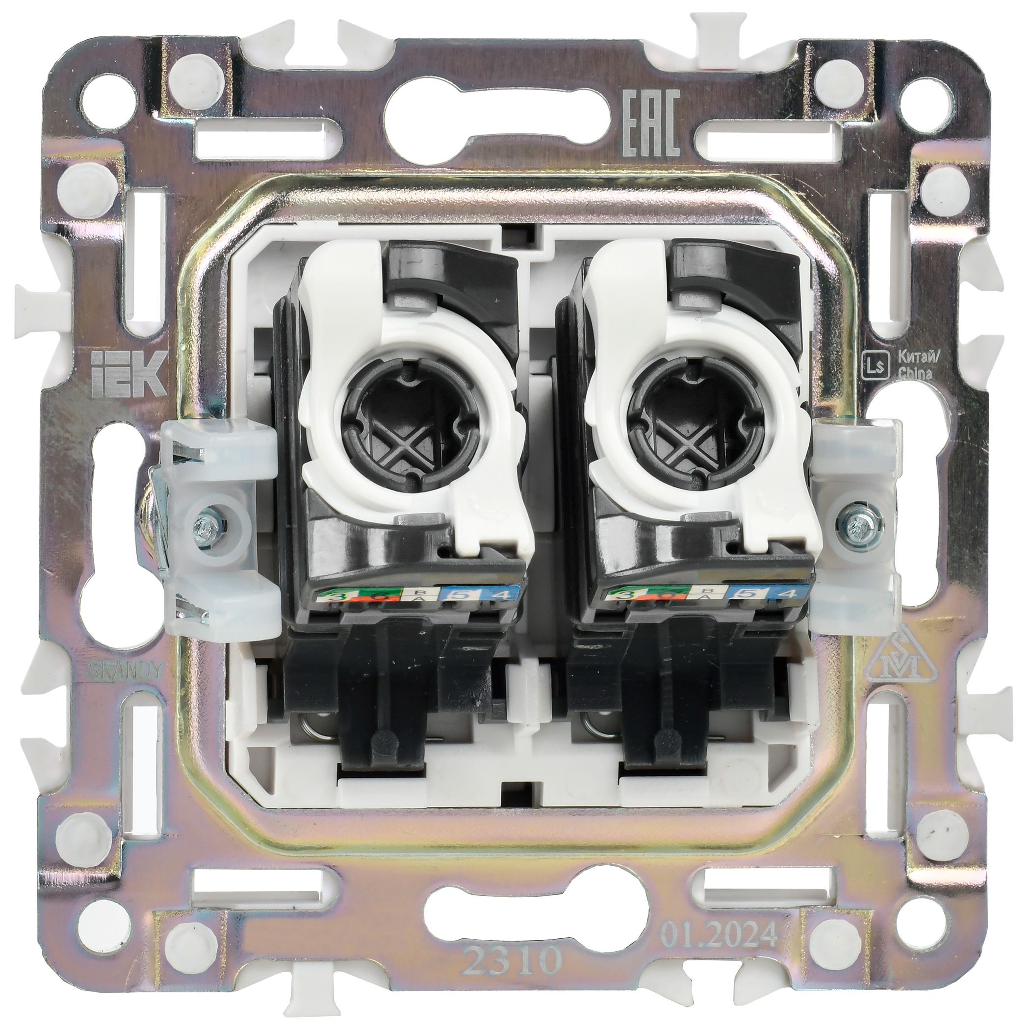             SKANDY Розетка, компьютерге арналған, екілі RJ45 категория 5Е SK-K03Bl қара IEK    