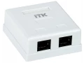             ITK Қабырғаға орнатылатын ақпараттық розетка RJ45 8P8C, санаты 5Е UTP, 2-порт, ақ    