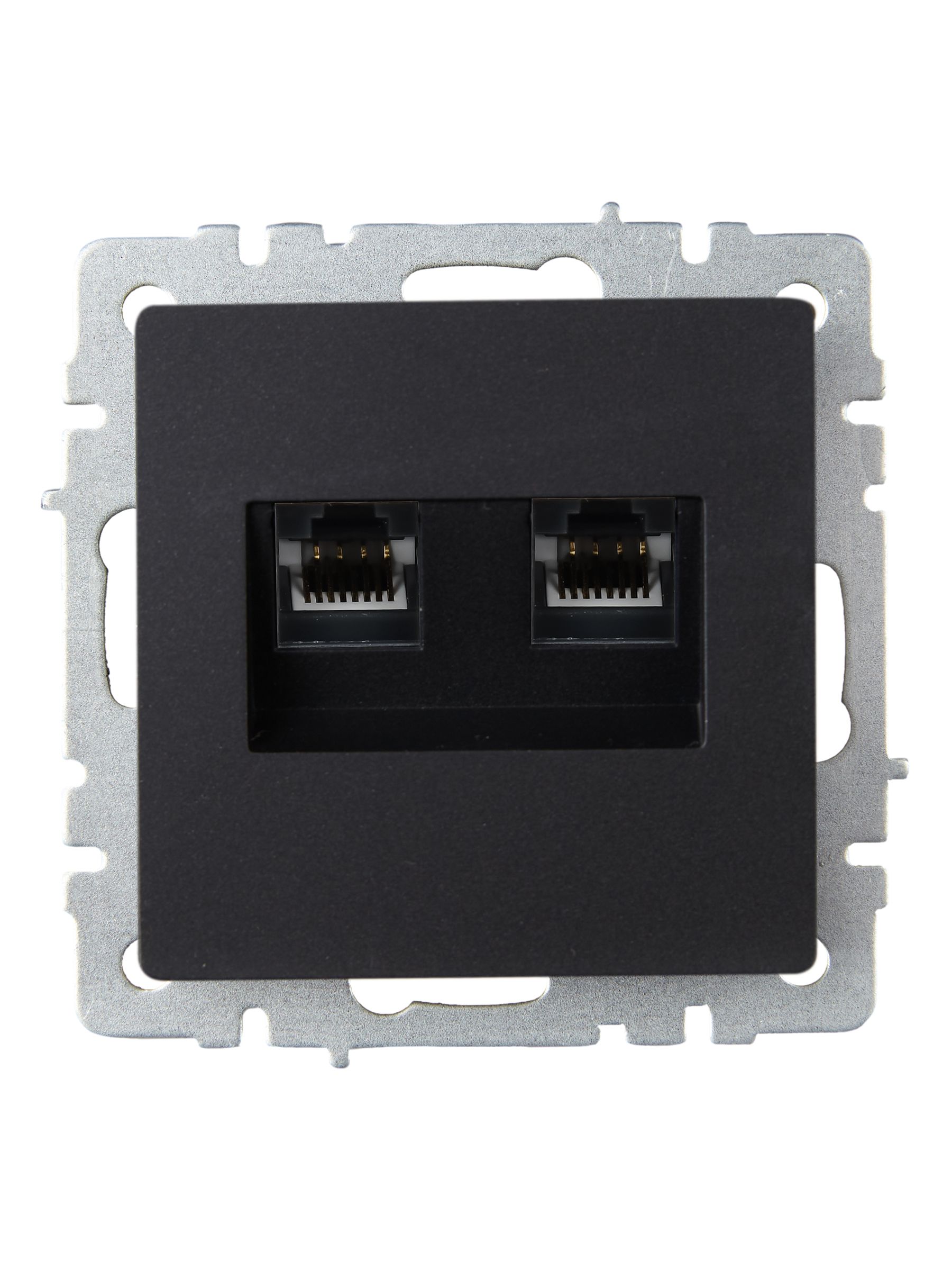             BRITE Қос компьютерлік розетка RJ45 категория 6 РК11-2-БрЧ қара IEK    