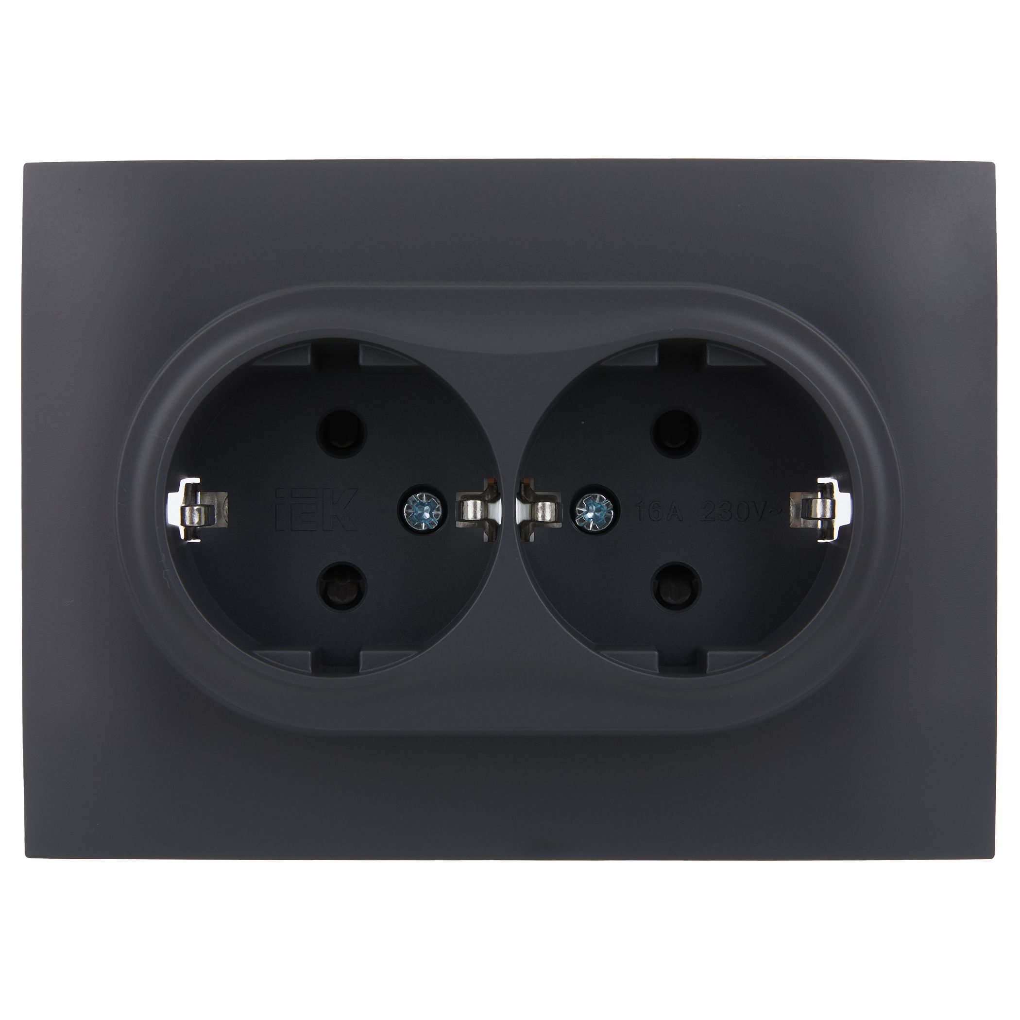 SKANDY Розетка 2 орынды, жерге тұйықталған, қорғаныс перделерімен 16А жиынтықта SK-R07T титан IEK