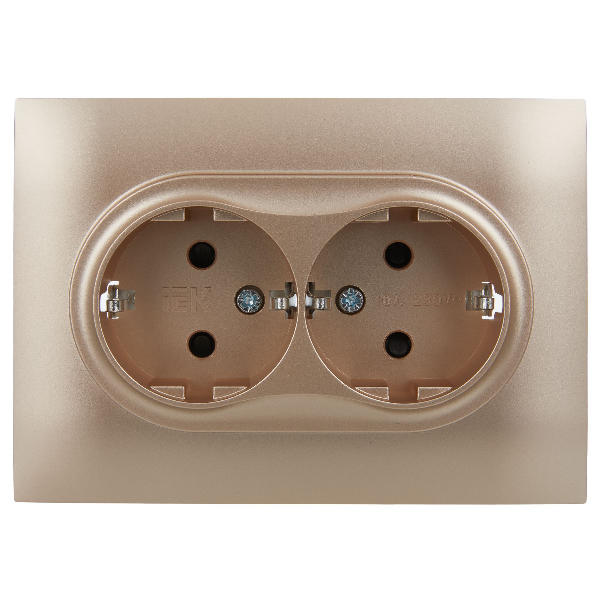 SKANDY Розетка 2 орынды, жерге тұйықталған, қорғаныс перделерімен 16А жиынтықта SK-R07Sa құм IEK