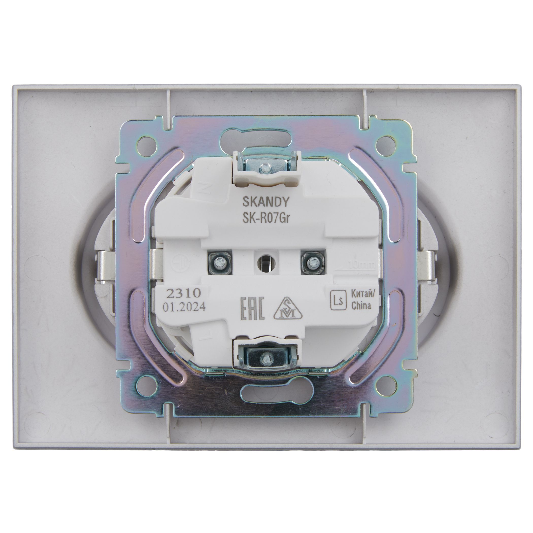 SKANDY Розетка 2 орынды, жерге тұйықталған, қорғаныс перделерімен 16А жиынтықта SK-R07Gr сұр IEK