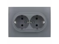SKANDY Розетка 2 орынды, жерге тұйықталған, қорғаныс перделерімен 16А жиынтықта SK-R07Gr сұр IEK