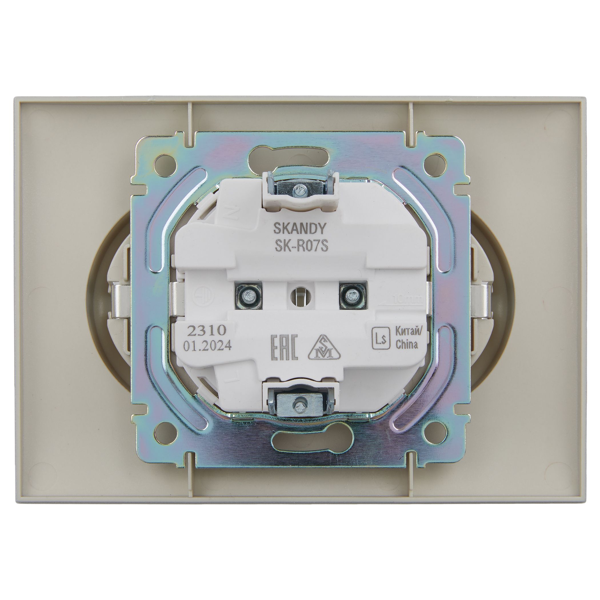             SKANDY Розетка 2 орынды, жерге тұйықталған, қорғаныс перделерімен 16А жиынтықта SK-R07S күміс IEK    