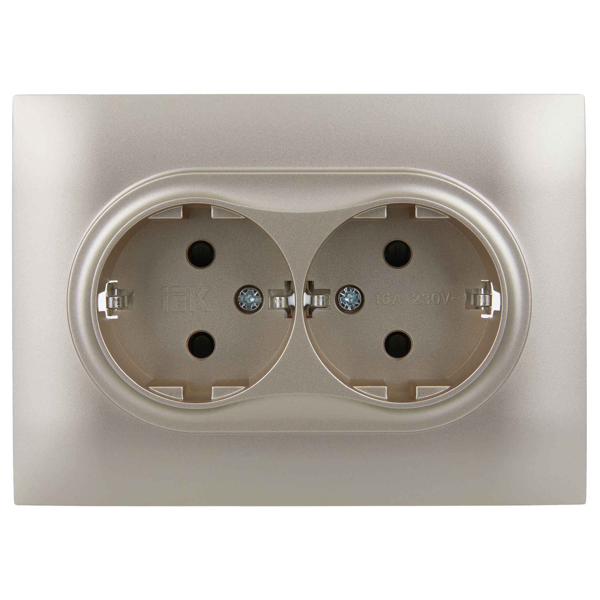 SKANDY Розетка 2 орынды, жерге тұйықталған, қорғаныс перделерімен 16А жиынтықта SK-R07Sh шампан IEK