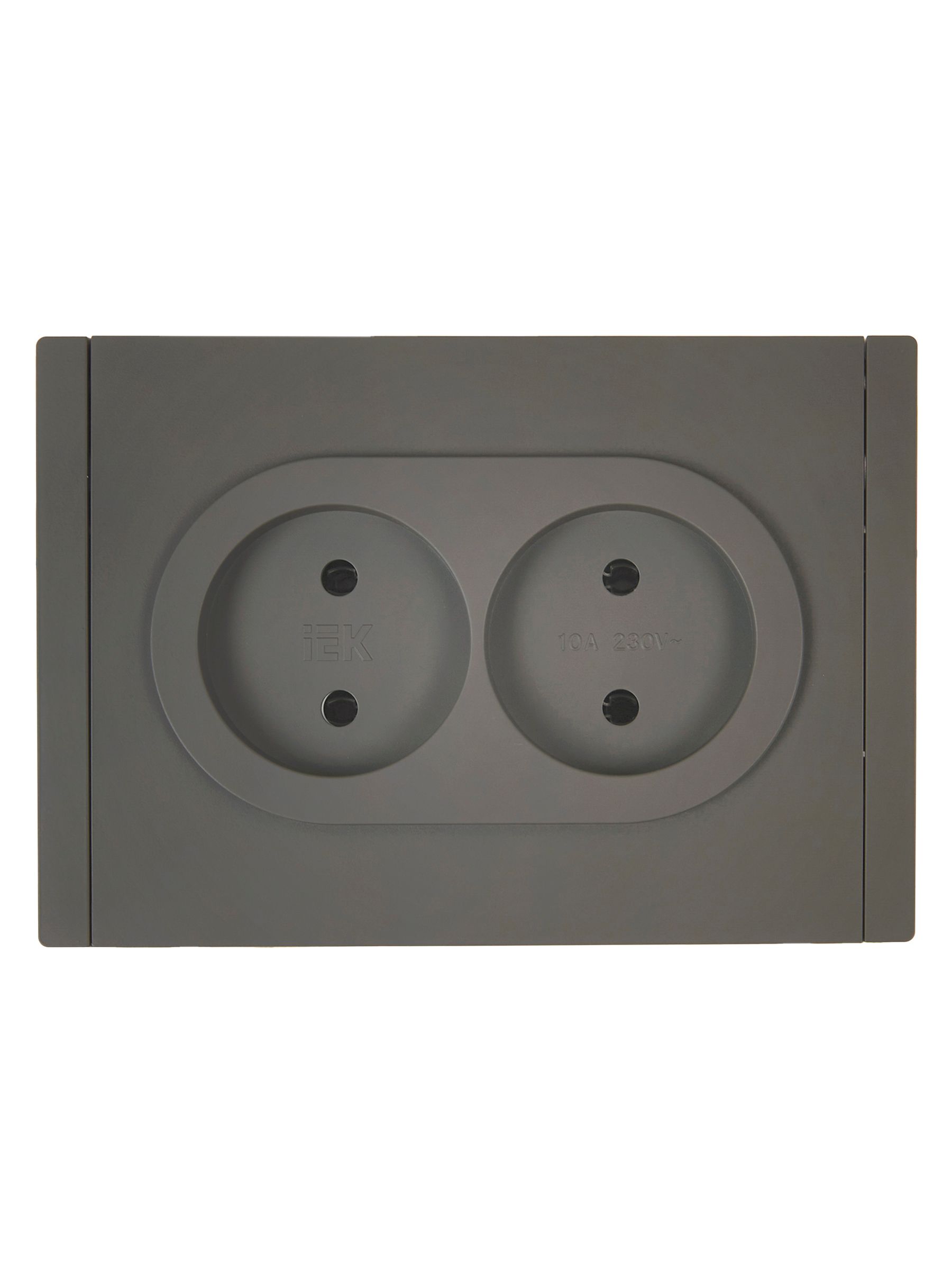FORTE&PIANO Розетка 2 нүктелі, жерге тұйықталмаған, пердешелерсіз, бұрандасыз бекіту 10А FP326 сұр ИЭК