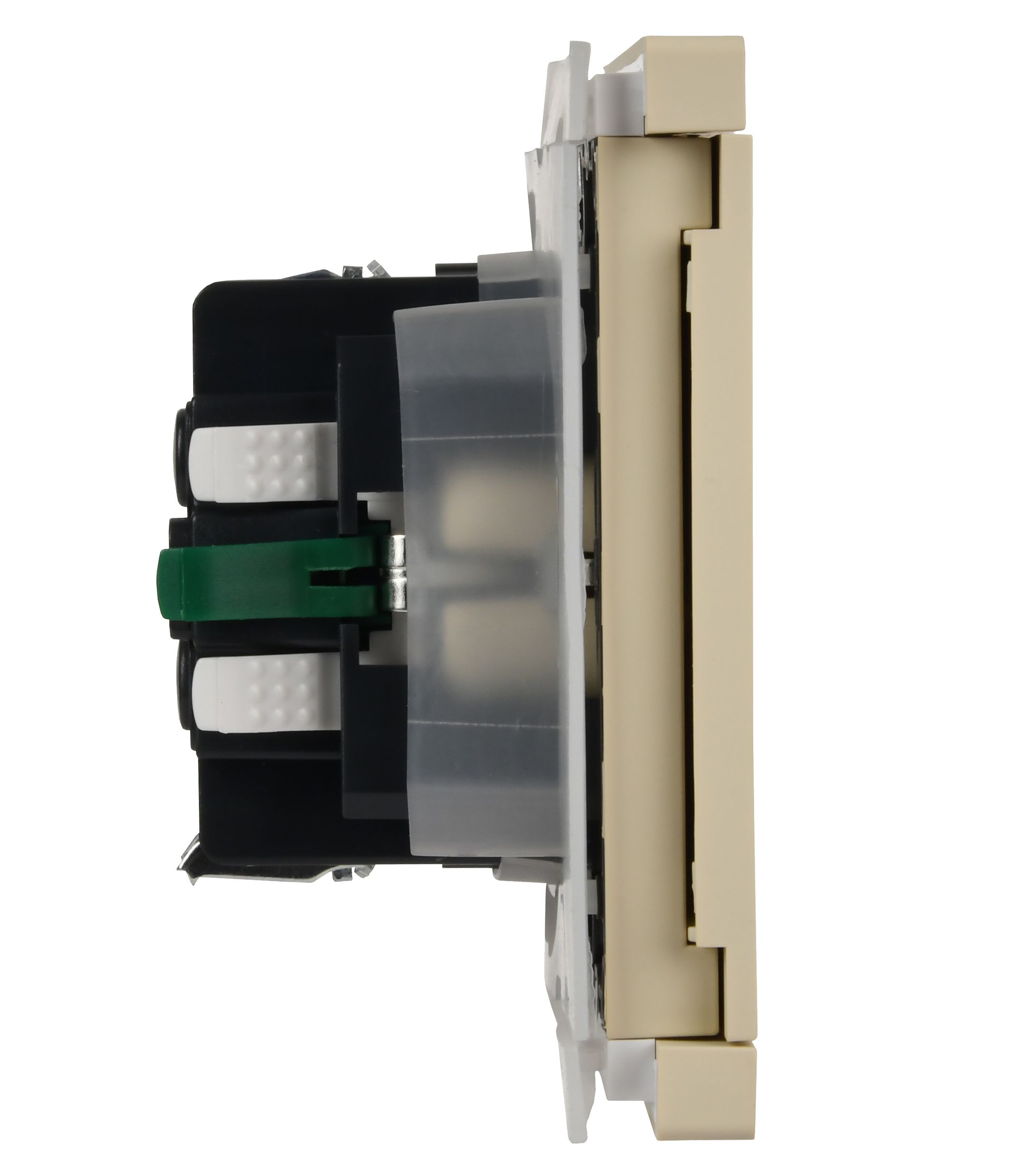 FORTE&PIANO Розетка 1 нүктелі, жерге тұйықталған пердешелерімен, қақпағымен, бұрандасыз бекіту 16А FP419 ваниль ИЭК