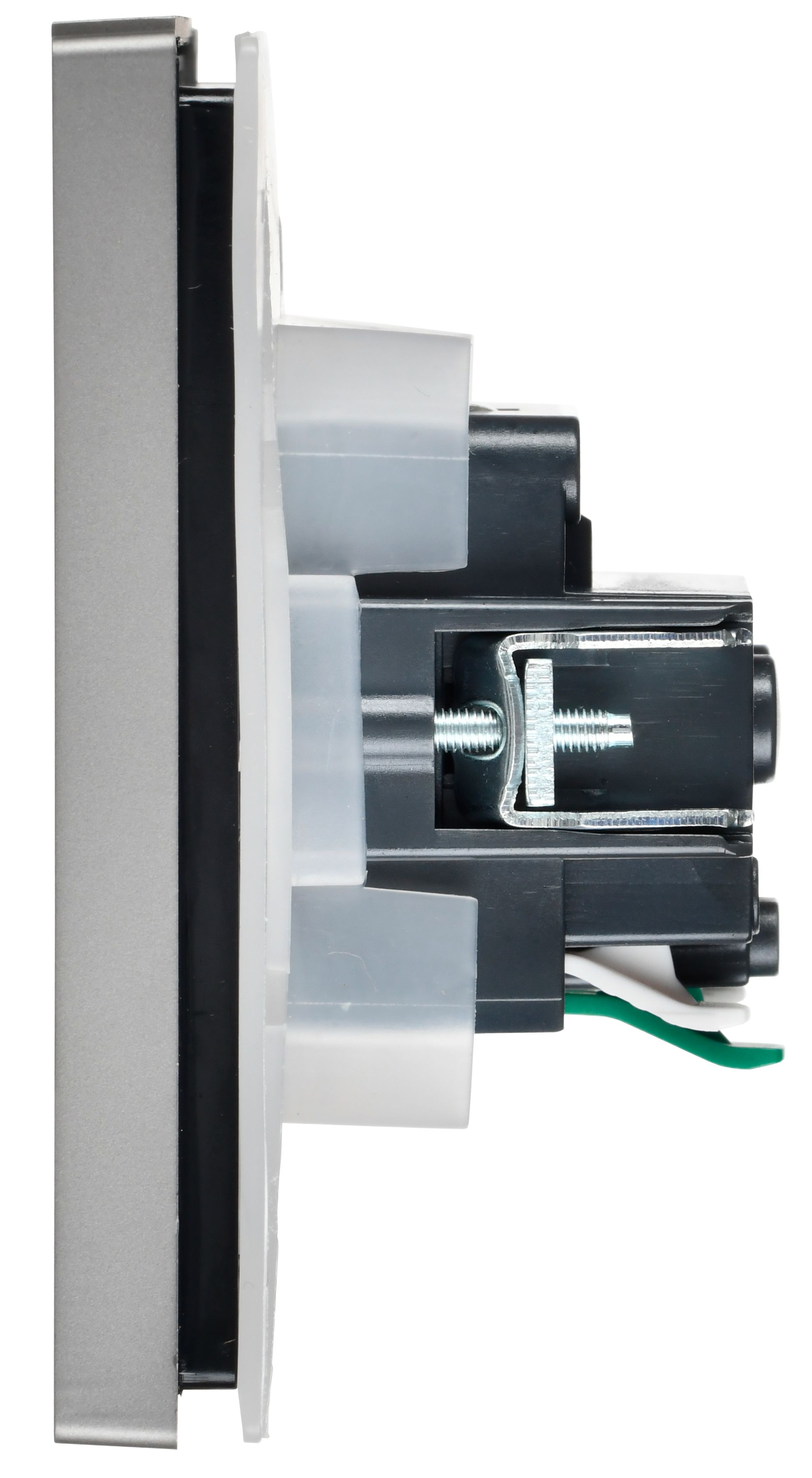 FORTE&PIANO Розетка 1 нүктелі, жерге тұйықталған пердешелерімен, қақпағымен, бұрандасыз бекіту 16А FP519 болат ИЭК