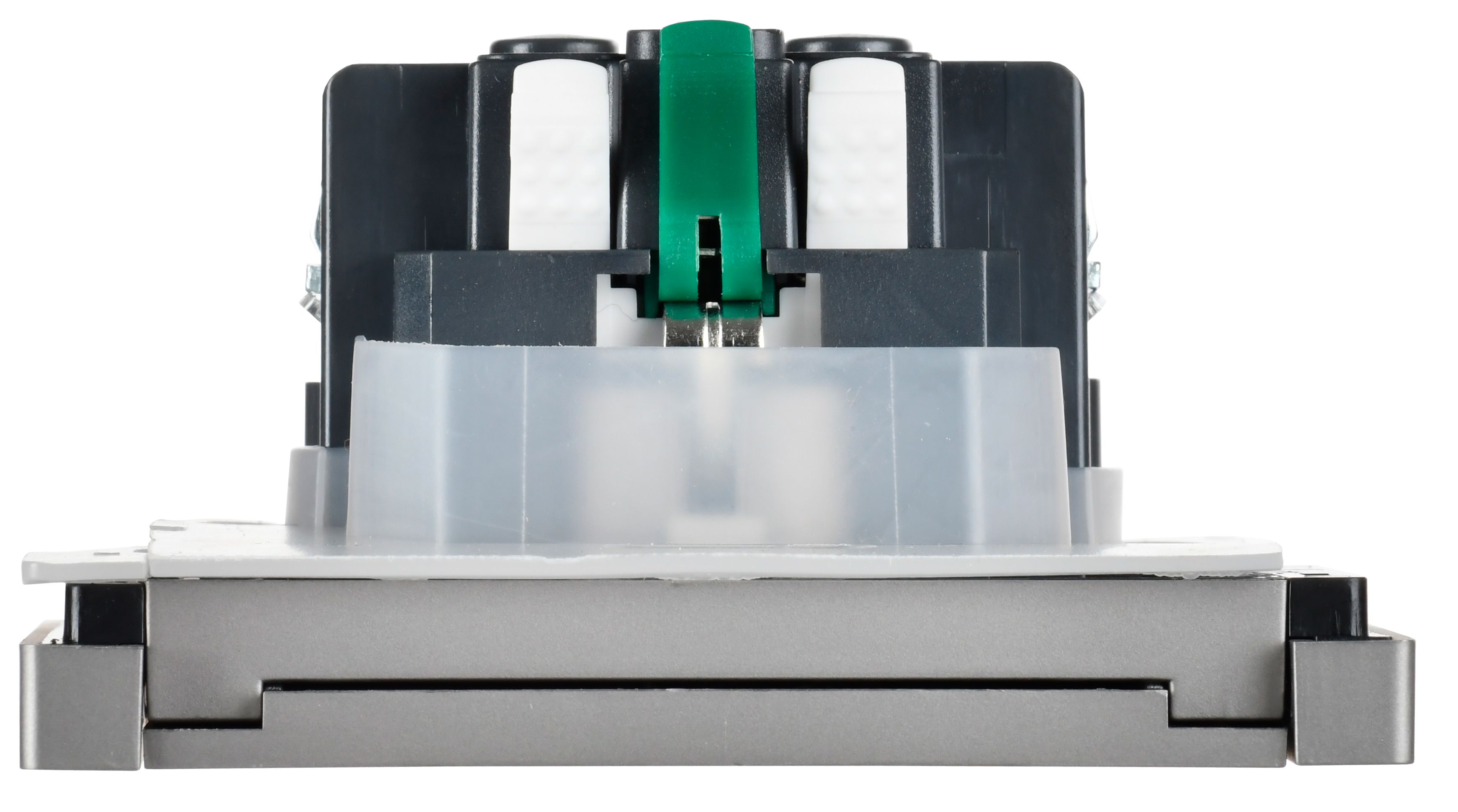 FORTE&PIANO Розетка 1 нүктелі, жерге тұйықталған пердешелерімен, қақпағымен, бұрандасыз бекіту 16А FP519 болат ИЭК