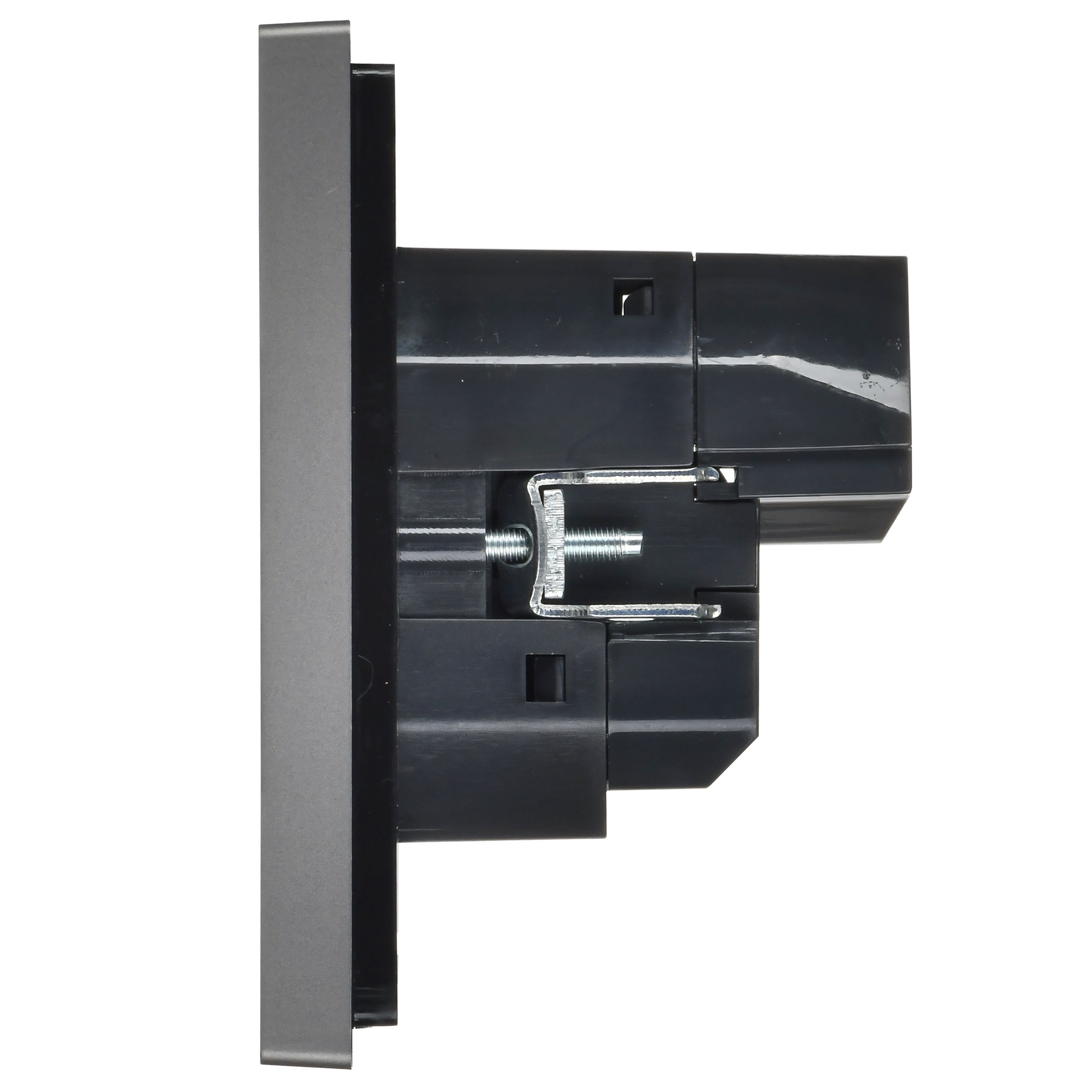 FORTE&PIANO Розетка 1 нүктелі, жерге тұйықталған, пердешелерімен, бұрандалы бекітумен 16А USB A+C 18Вт FP547 болат ИЭК