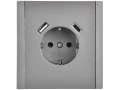 FORTE&PIANO Розетка 1 нүктелі, жерге тұйықталған, пердешелерімен, бұрандалы бекітумен 16А USB A+C 18Вт FP547 болат ИЭК