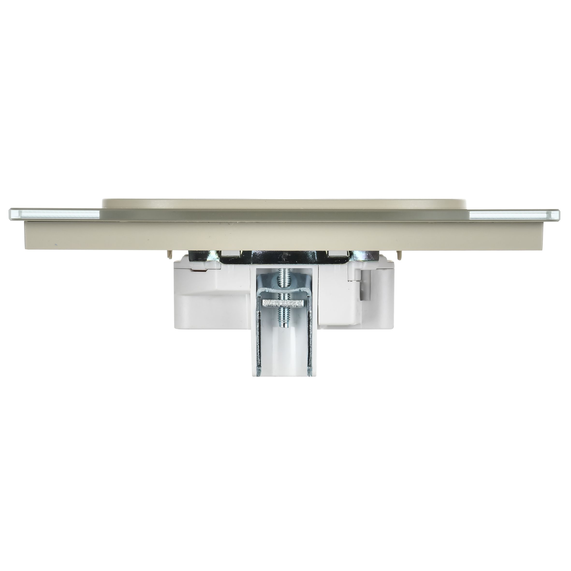 SKANDY Розетка 2 нүктелі, жерге тұйықталмаған, қорғаныс пердешелерсіз, тегіс айырға арналған 10А SK-R03B шыны, ақшыл сары IEK