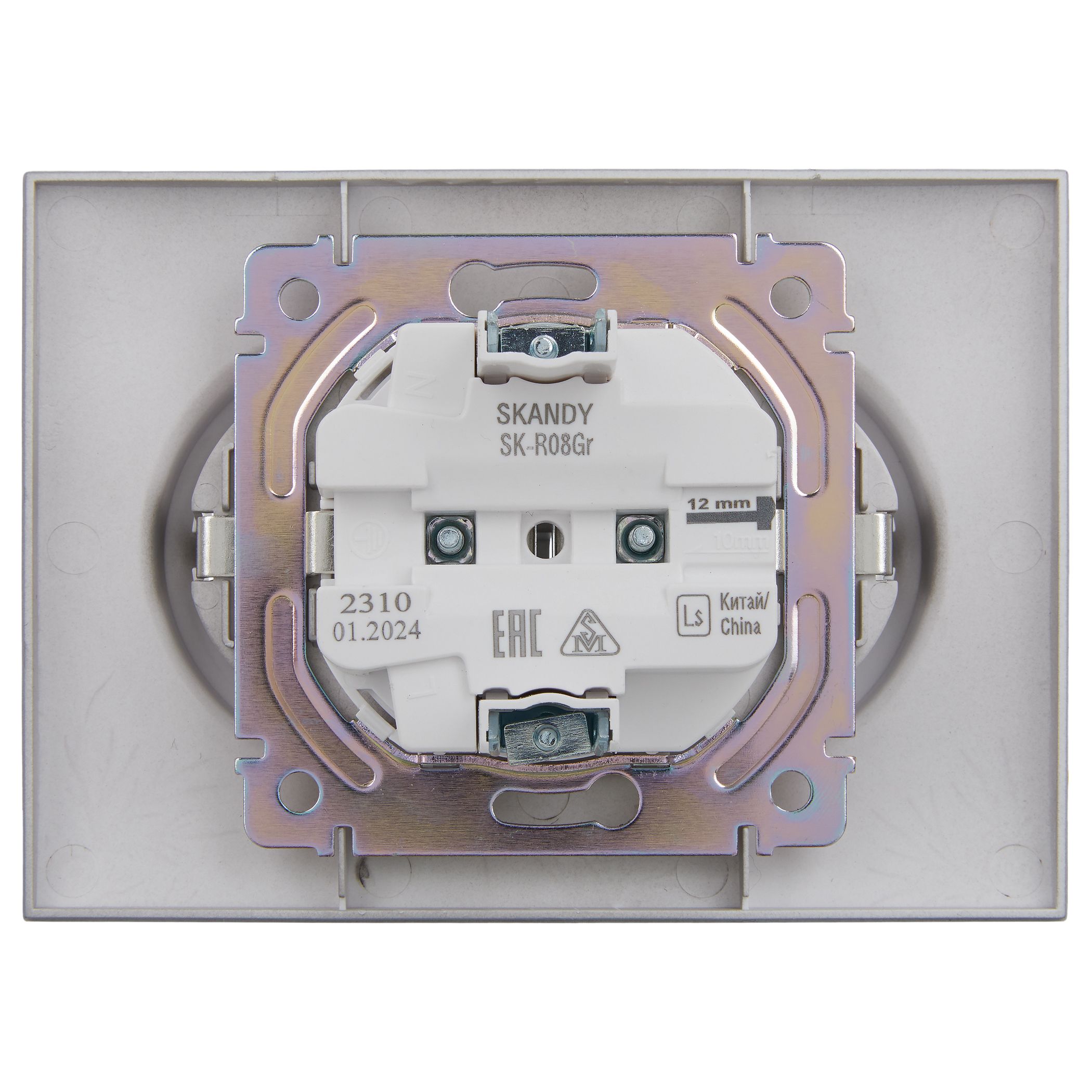 SKANDY Розетка 2 орынды, жерге тұйықталған, қорғаныс пердешелерсіз 16А жиынтықта SK-R08Gr сұр IEK