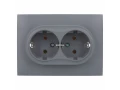 SKANDY Розетка 2 орынды, жерге тұйықталған, қорғаныс пердешелерсіз 16А жиынтықта SK-R08Gr сұр IEK
