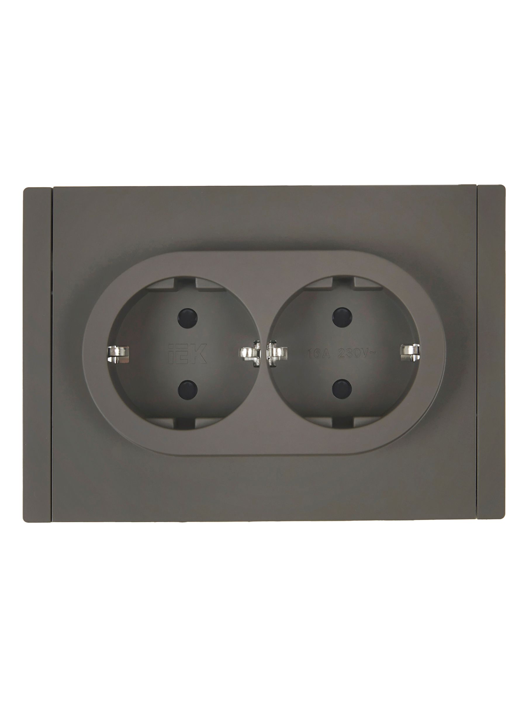 FORTE&PIANO Розетка 2 орынды, жерге тұйықталған, қорғаныс перделерімен, бұрандасыз бекіту 16А FP323 сұр IEK