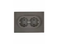 FORTE&PIANO Розетка 2 орынды, жерге тұйықталған, қорғаныс перделерімен, бұрандасыз бекіту 16А FP323 сұр IEK