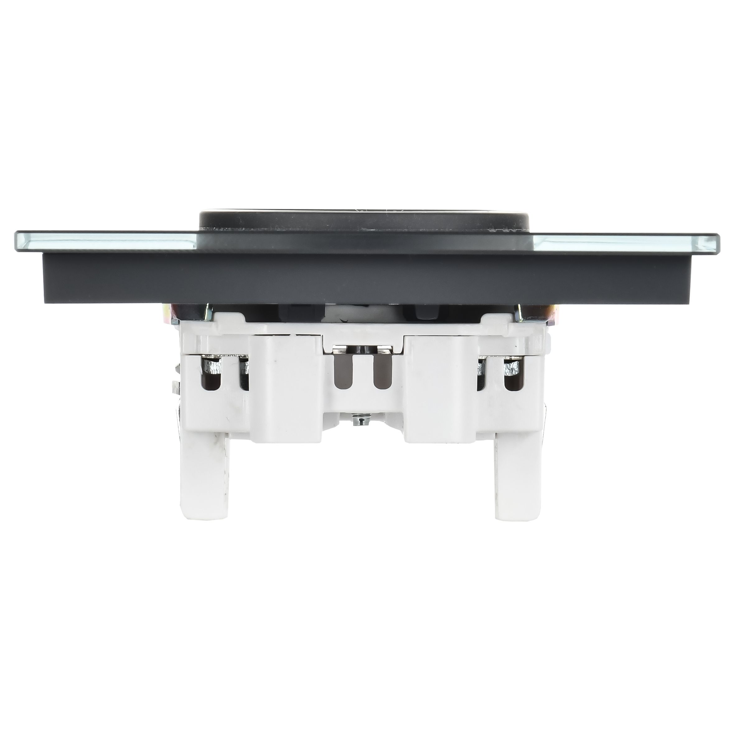 SKANDY Розетка 2 нүктелі, жерге тұйықталмаған, қорғаныс пердешелерсіз, тегіс айырға арналған 10А SK-R03G шыны графит IEK