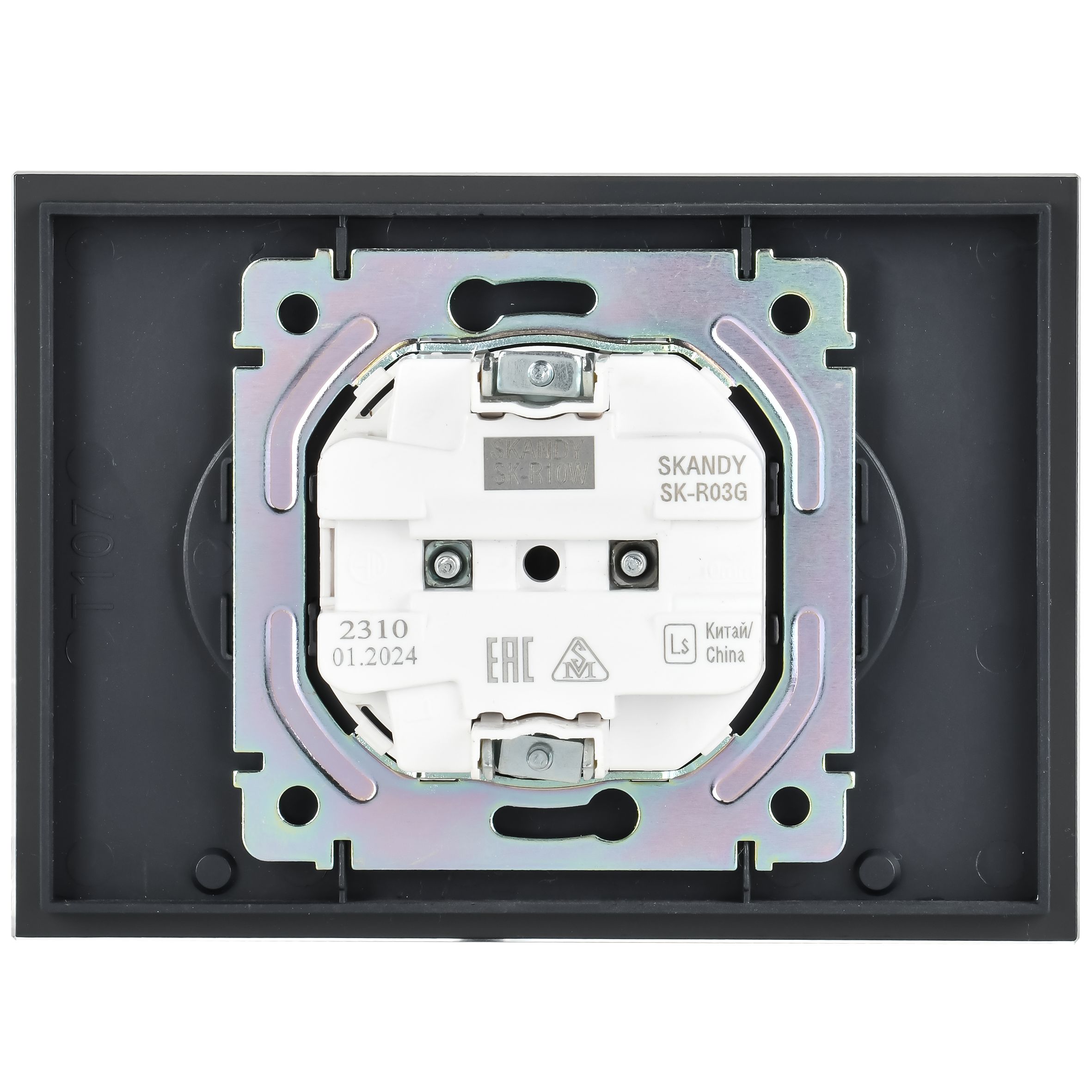 SKANDY Розетка 2 нүктелі, жерге тұйықталмаған, қорғаныс пердешелерсіз, тегіс айырға арналған 10А SK-R03G шыны графит IEK