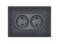SKANDY Розетка 2 нүктелі, жерге тұйықталмаған, қорғаныс пердешелерсіз, тегіс айырға арналған 10А SK-R03G шыны графит IEK