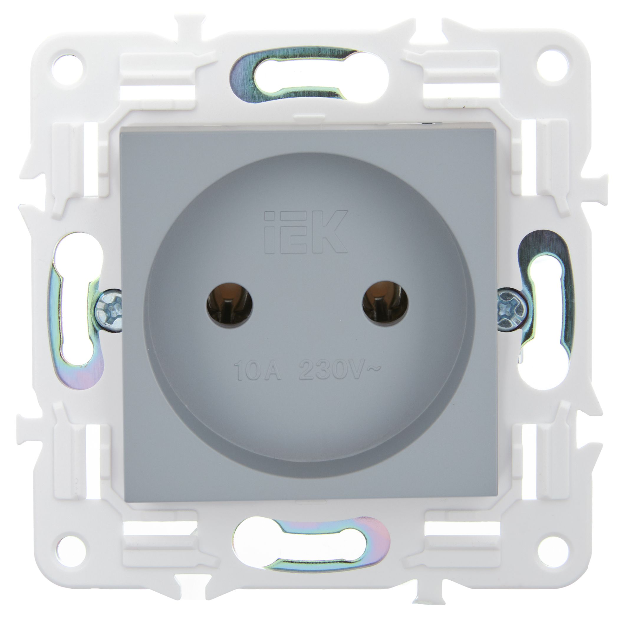 SKANDY Розетка жерге тұйықталмаған, қорғаныс пердешелерсіз 10А SK-R02Gr сұр IEK