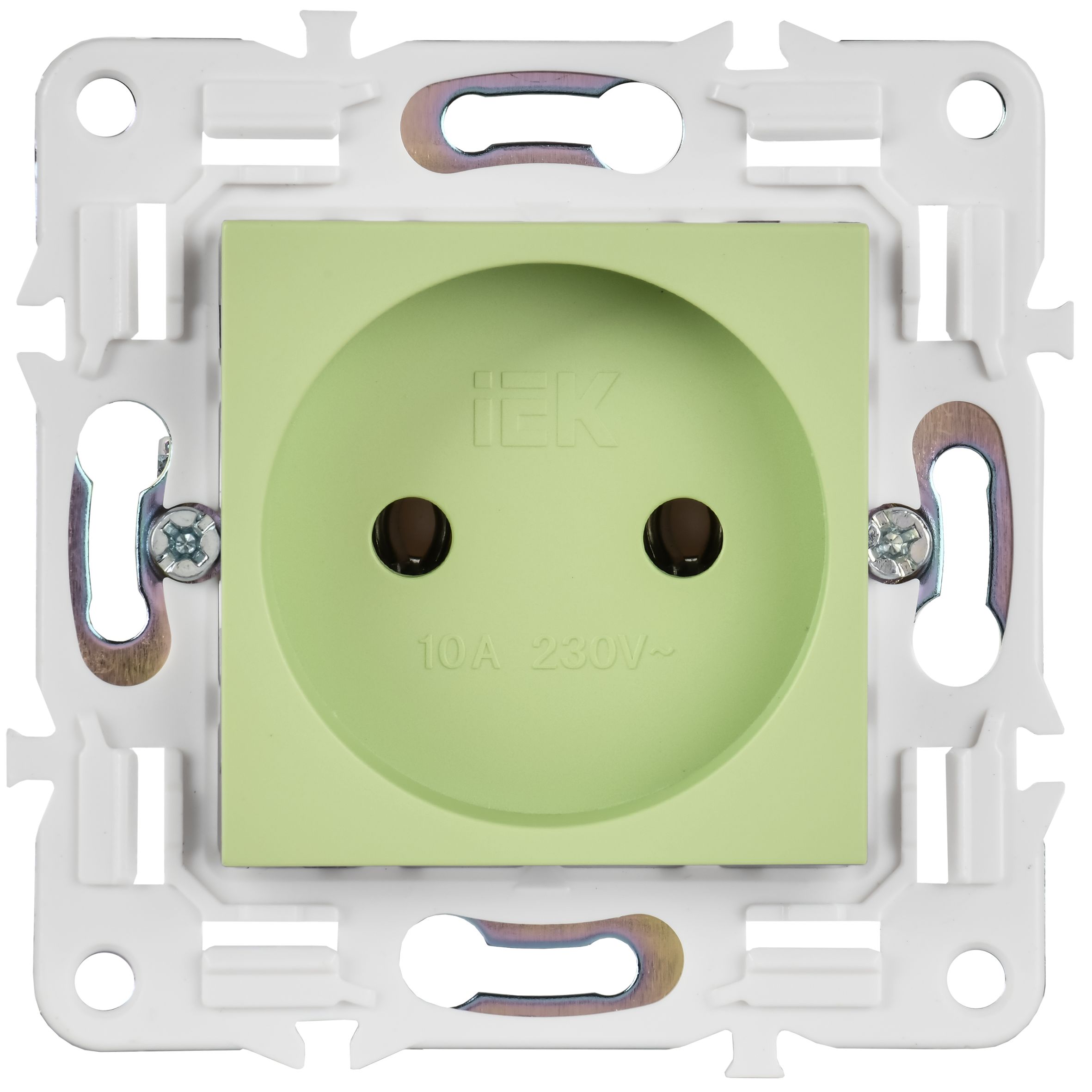 SKANDY Розетка жерге тұйықталмаған, қорғаныс пердешелерсіз 10А SK-R02G жалбызды IEK