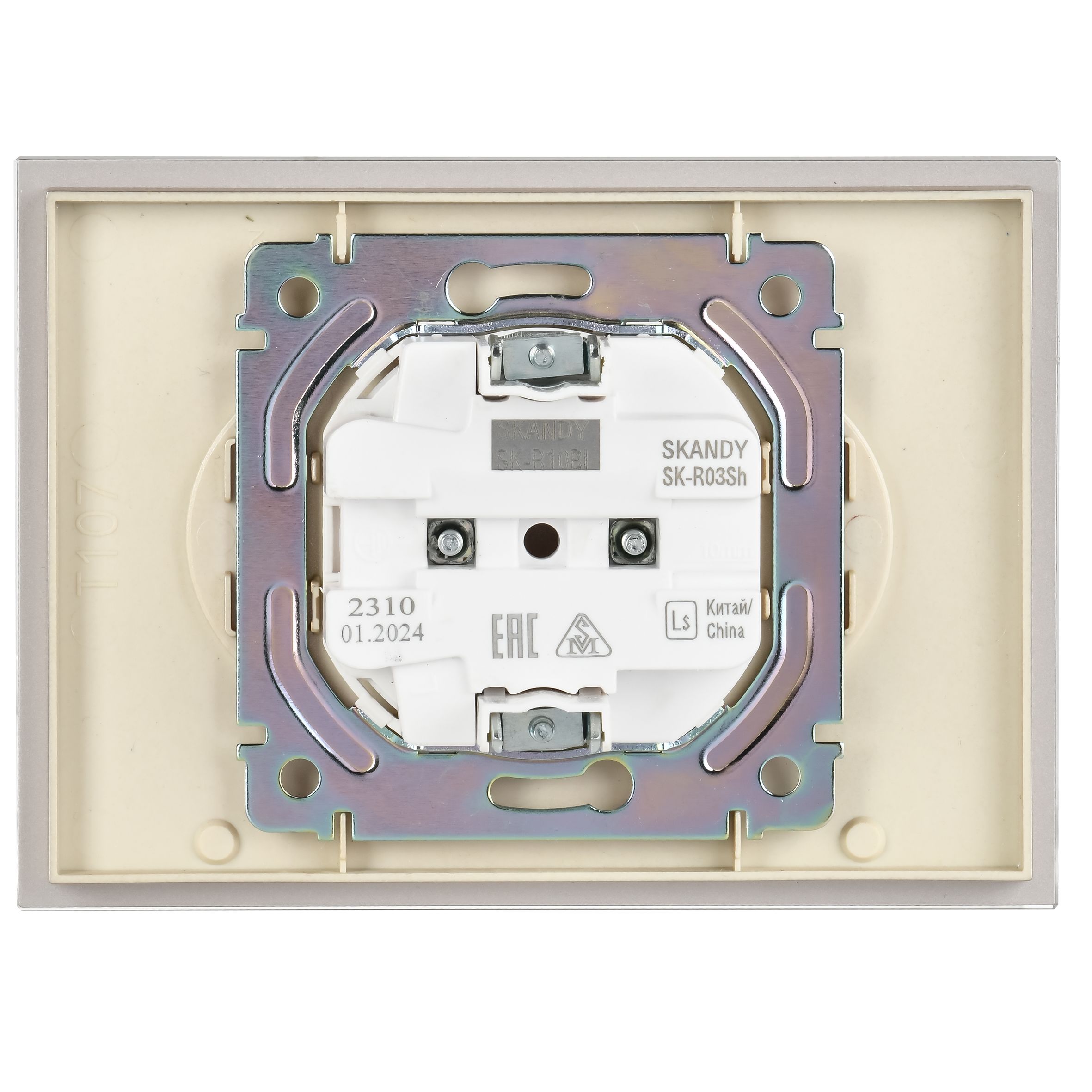 SKANDY Розетка 2 нүктелі, жерге тұйықталмаған, қорғаныс пердешелерсіз, тегіс айырға арналған 10А SK-R03Sh шыны шампан IEK