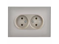 SKANDY Розетка 2 нүктелі, жерге тұйықталмаған, қорғаныс пердешелерсіз, тегіс айырға арналған 10А SK-R03Sh шыны шампан IEK