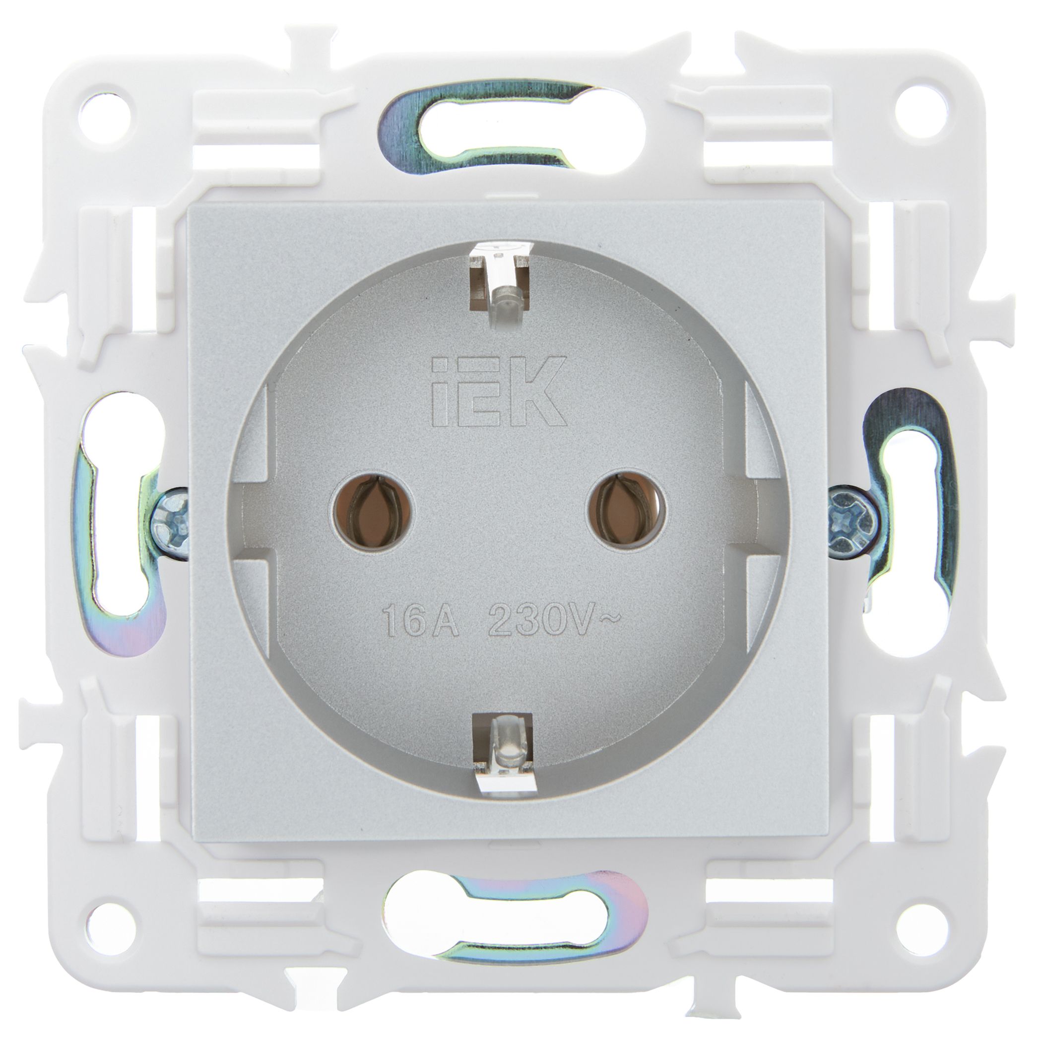 SKANDY Розетка, жерге тұйықталған, қорғаныс пердешелерсіз, 16А SK-R05S күміс IEK