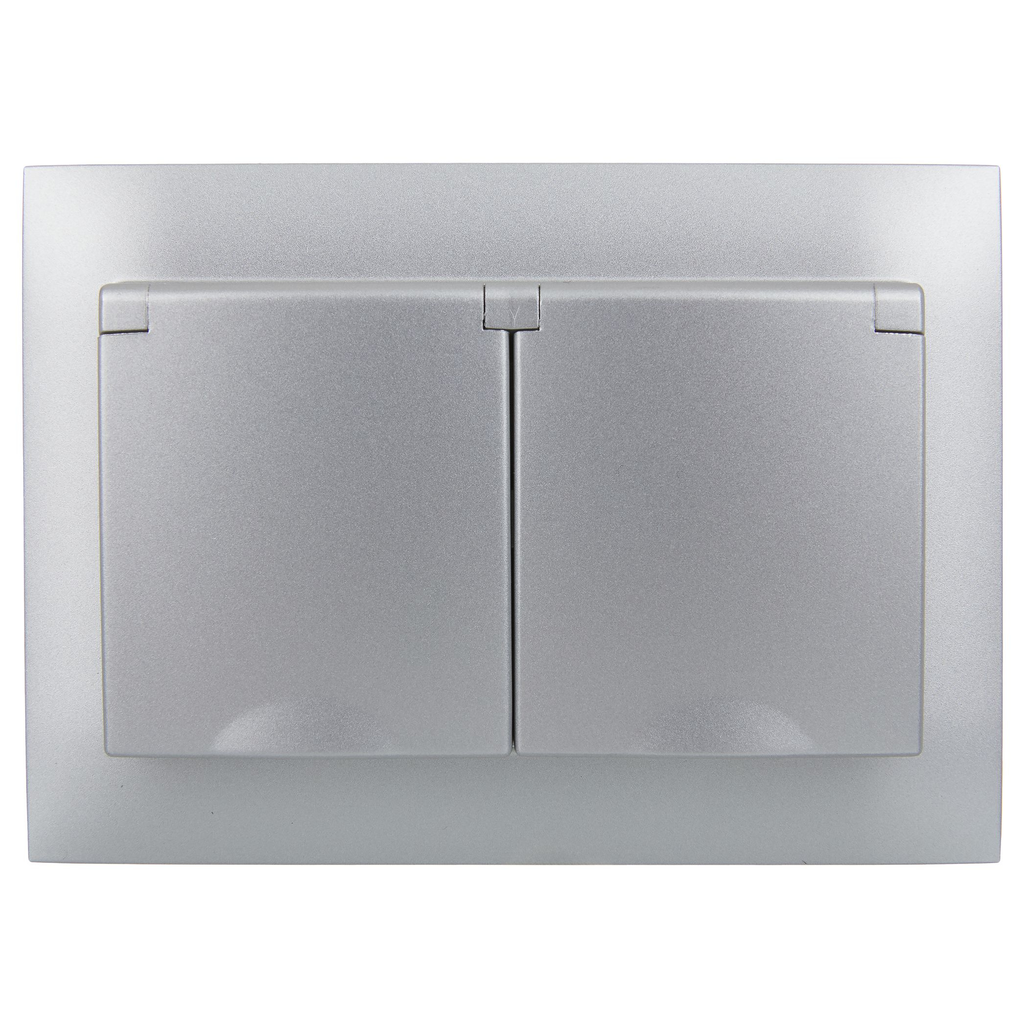 SKANDY Розетка 2 орынды, қақпағы бар 16А жиынтықта IP44 SK-R12S күміс IEK