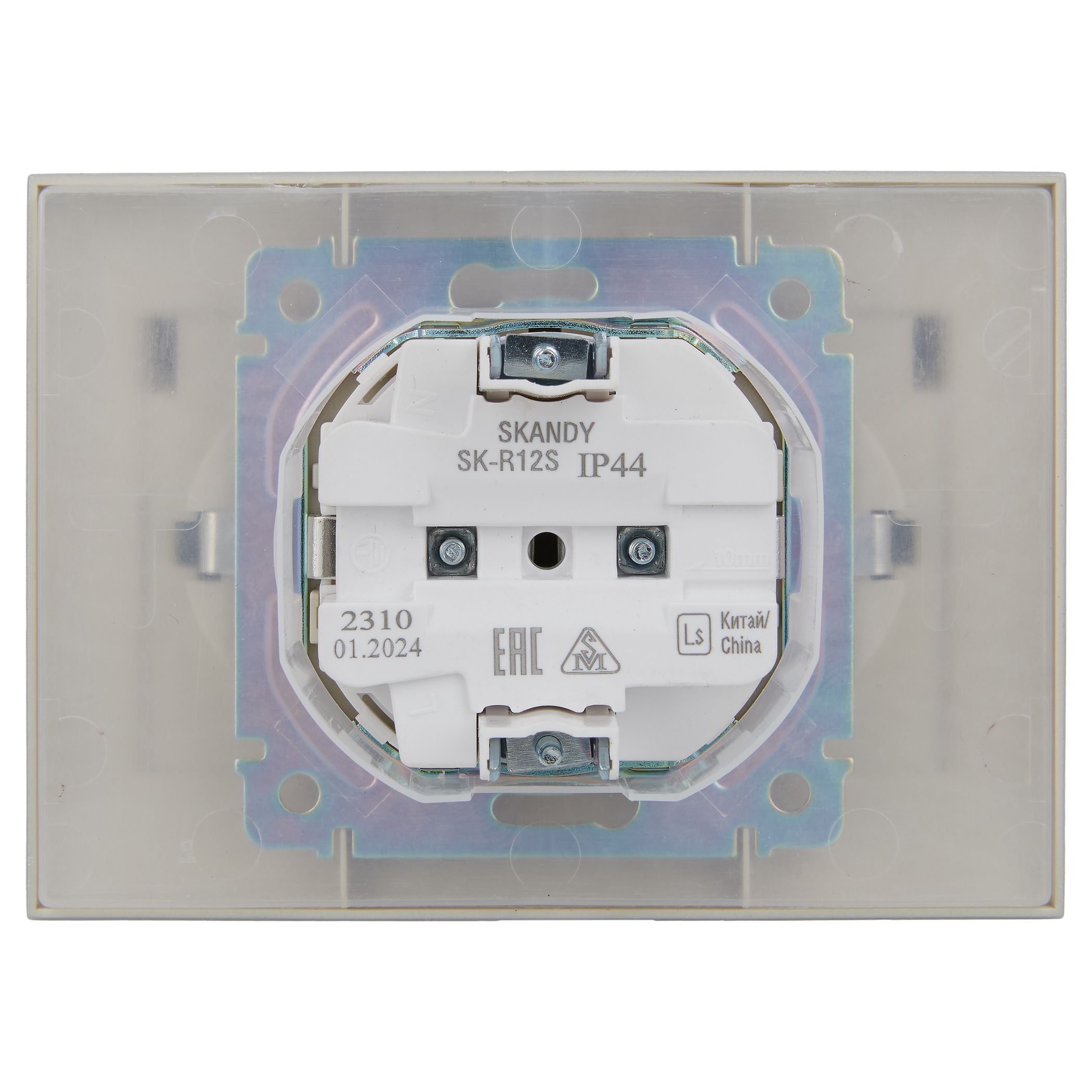 SKANDY Розетка 2 орынды, қақпағы бар 16А жиынтықта IP44 SK-R12S күміс IEK