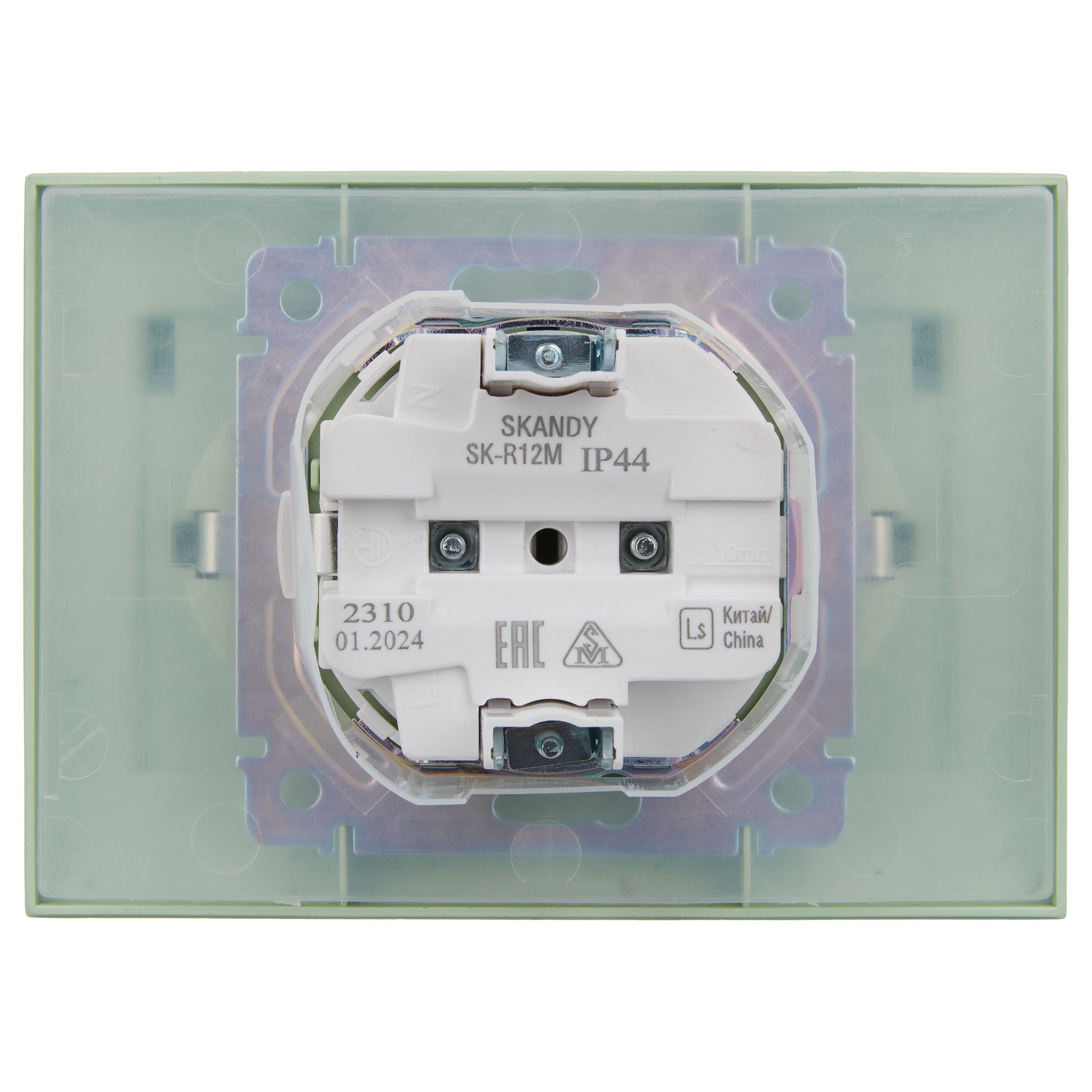             SKANDY Розетка 2 орынды, қақпағы бар 16А жиынтықта IP44 SK-R12G жалбызды IEK    