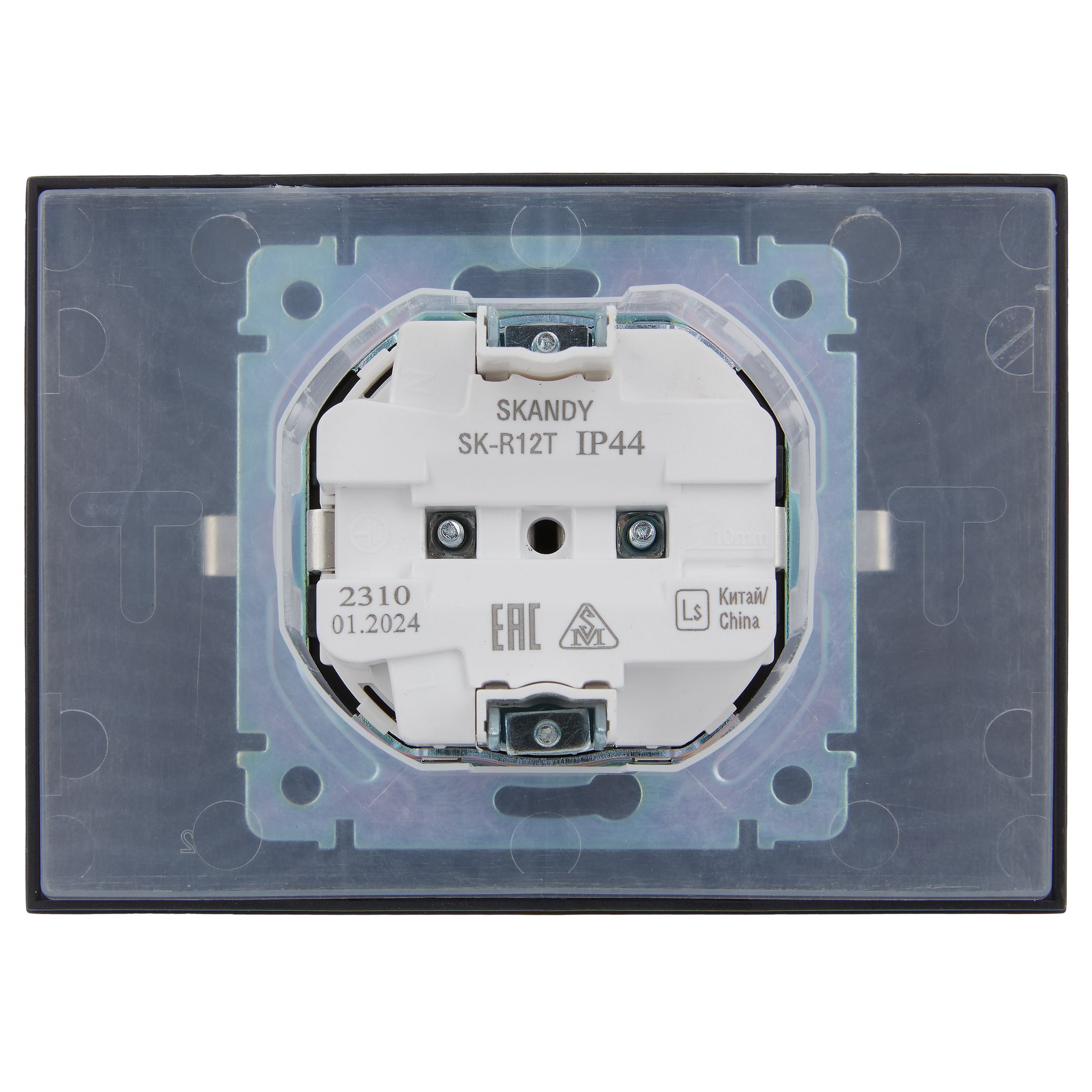             SKANDY Розетка 2 орынды, қақпағы бар 16А жиынтықта IP44 SK-R12T титан IEK    