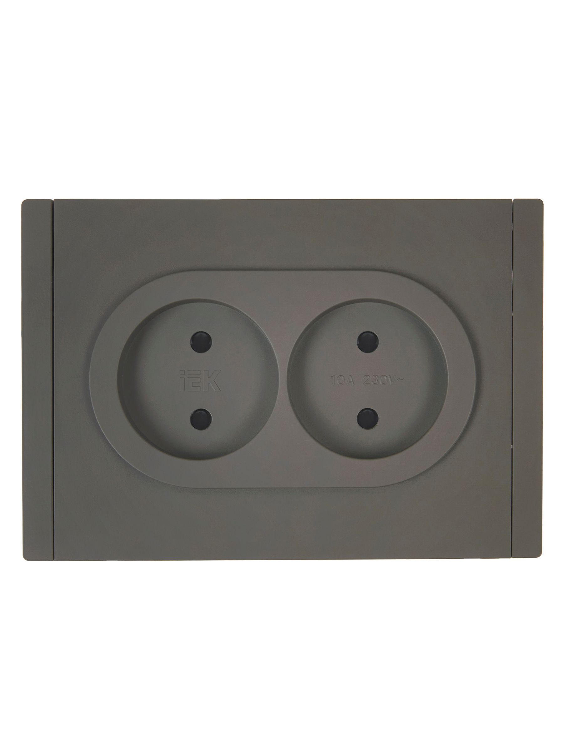 FORTE&PIANO Розетка 2 орынды, жерге тұйықталмаған, қорғаныс пердешелерімен бұрандасыз бекіту 10А FP325 сұр IEK