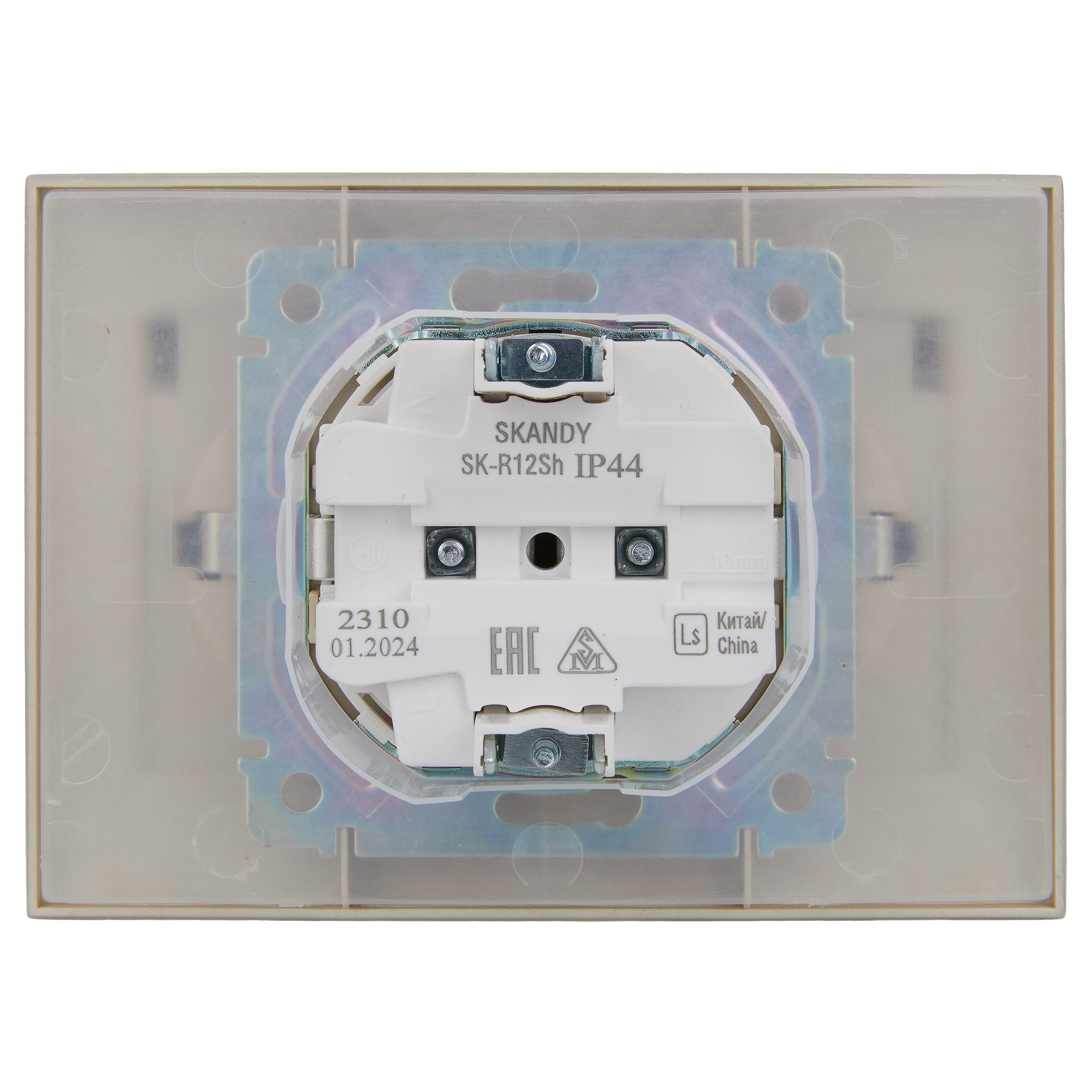             SKANDY Розетка 2 орынды, қақпағы бар 16А жиынтықта IP44 SK-R12Sh шампан IEK    